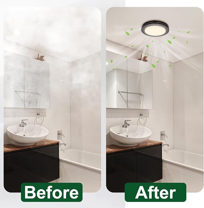 Akicon Bathroom Exhaust Fan with Light, 80 CFM 2 Sones Round Bathroom Fan Light Combo, Dimmable 3CCT LED with Acrylic Cover for Medium Room (Oil Rubbed Bronze)