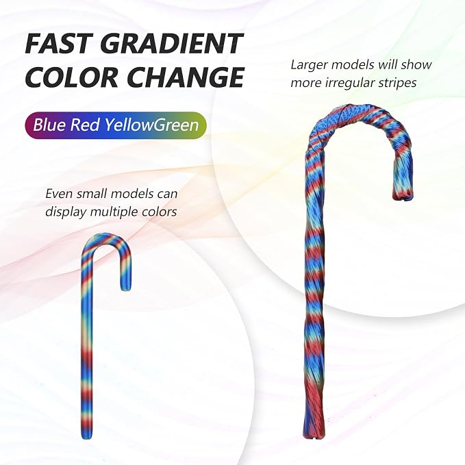 AMOLEN Silk PLA 3D Printer Filament, Shiny Multicolor Rainbow PLA Filament 1.75mm, Fast Color Change PLA 3D Printing Filament for Most FDM 3D Printer, Blue Red YellowGreen