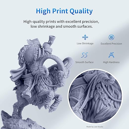 ANYCUBIC 3D Printer Resin, 405nm SLA UV-Curing Resin with High Precision and Quick Curing & Excellent Fluidity for LCD 3D Printing (Grey, 500g)