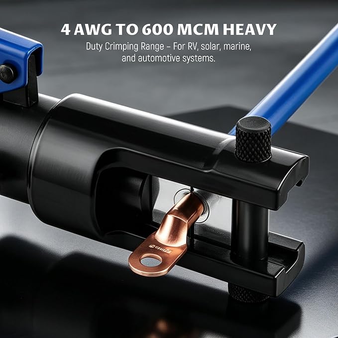 Lichamp 16 Packs Hydraulic Cable Lug Tool Set 6 AWG to 4 0 AWG with Case | Battery cable terminal crimper, durable carrying case, wire lug crimping tool for electrical connectors heavy duty