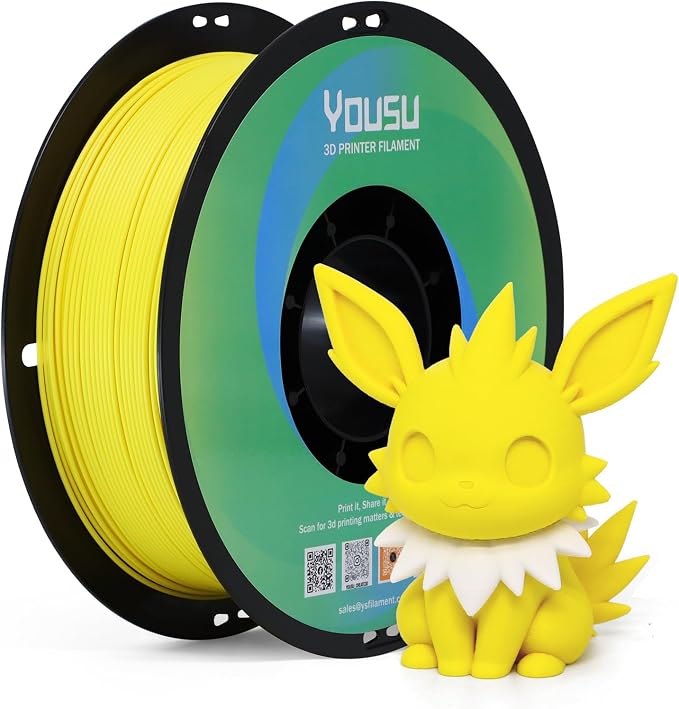 YOUSU Matte PLA Filament 1.75mm, 3D Printer Filament Dimensional Plastic Spool 3D Filament, Accuracy +/- 0.02mm, Higher Toughness, No Clogging, Higher Toughness, 1kg Light Yellow