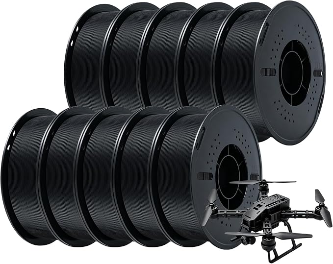 Kingroon PLA Plus（PLA+） 3D Printer Filament, 10 Rolls, Dimensional Accuracy +/- 0.03 mm, 10kg Spool(22lbs), 1.75 mm, Black