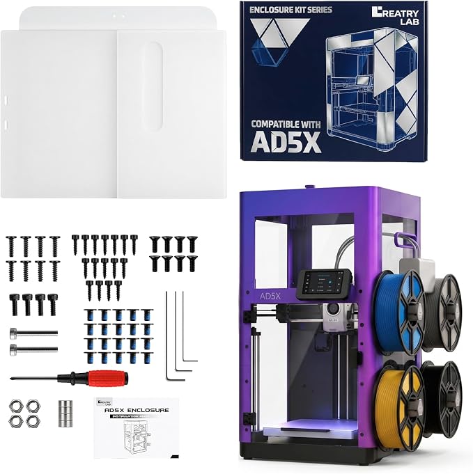 AD5X Enclosure Kit for Flashforge | Reduces Noise, Odor and Dust, Stable Temp to Prevent Warping, Precise Alignment, DIY Custom Colors, High-Temp Printing