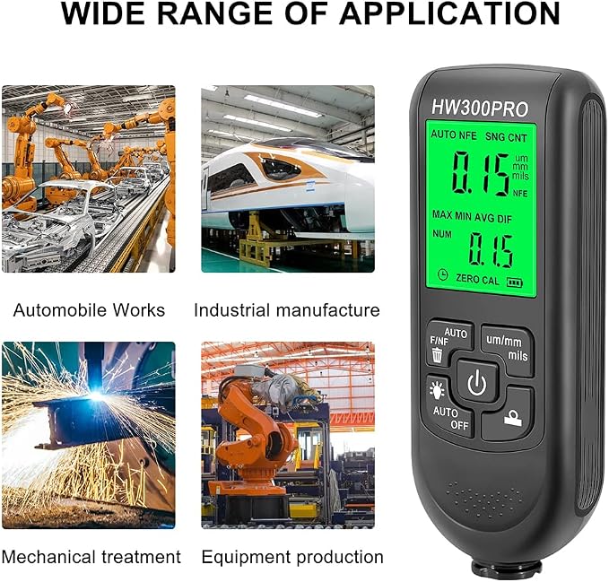 EMVANV Paint Thickness Gauge, Digital Meter Probe Paint Thickness Gauge Zero Calibration Digital Display Car Coating LCD(Black)
