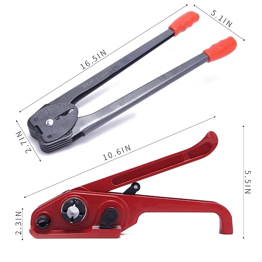 All-in-One Banding Strapping Kit with Poly Strapping Tensioner, 300ft Black PP Band, 100 Metal Seals, and Sealer Tools