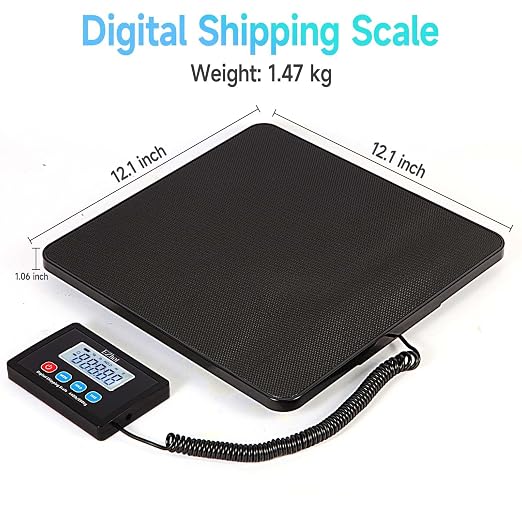 440lbs Postal Scale, Hold/Tare Function, Manual/Auto Off LCD Display, Lightweight Scale for Packages/Luggage/Home, Battery & AC Adapter Included