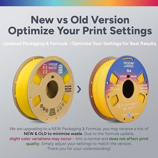 OVERTURE High Speed PLA Filament 1.75mm, Neatly Wound 3D Printer Filament 1kg Spool (2.2lbs) Rapid PLA, Dimensional Accuracy +/- 0.02 mm, Fit Most FDM 3D Printers (Yellow)