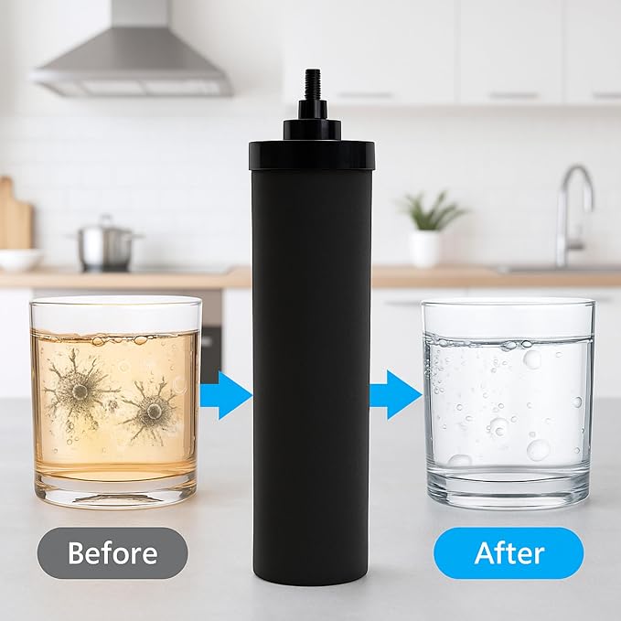 Nispira Premium Water Filter Black Element Cartridge Compatible with Berkey Countertop Water Purification System. Compared to Part BB9. 6 Filters