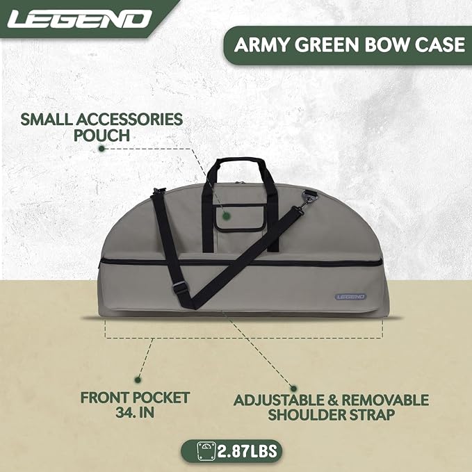 LEGEND Essential Compound Bow Case - Soft Bow Case for Compound Bow & Archery Accessories, Premium Bow Bag with Durable Nylon Fabric, Lightweight Archery Case with Backpack Strap - 36" or 44" Interior