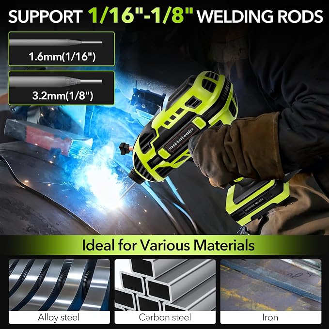 Portable Welding Machine 110V Handheld Electric ARC Welder Gun Stick Welder Machine with IGBT Inverter 5 Variable Current Adjustment for 1/16''-1/8'' Welding Rods