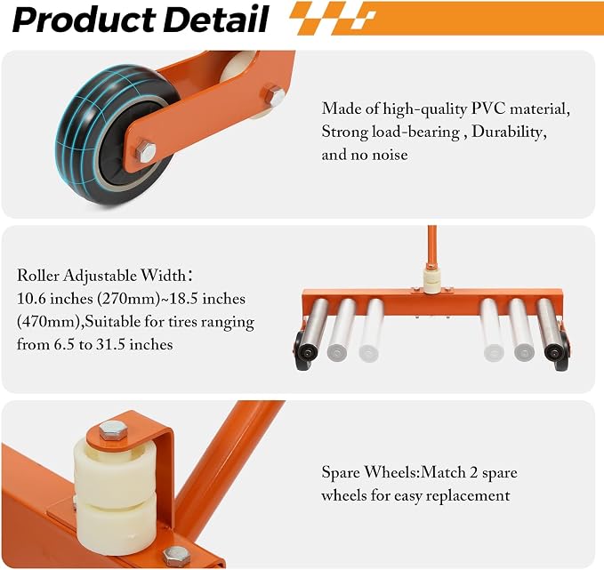 BEAMNOVA Heavy Duty Tire Dolly 330 LBS Tire Lifting Tool Wheel Dolly with Adjustable Roller Car Automotive Tire Moving Tool Cart Wheel Lift for Workshop, Garage