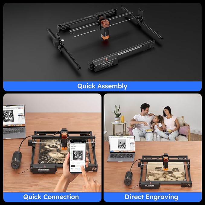 ATOMSTACK A5 Pro V2 5W Laser Engraving Machine, Laser Cutter for Beginners, 400 mm/s and with 400 x 400 mm Working Area, for Leather, Ceramic, Dark Acrylic, Coated Metal, Stainless Steel etc.