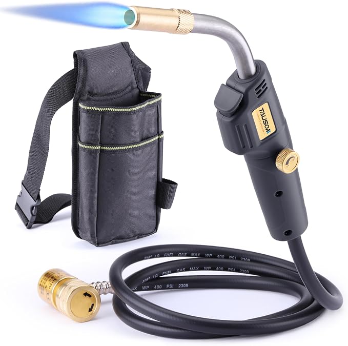 MAPP Map Gas Torch Kit with Holster, Adjustment Knob Trigger Start Propane Hose Torch for Brazing, Soldering, Welding, Plumbing, HVAC