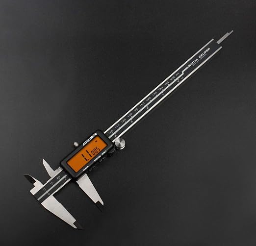 Accusize Industrial Tools Digital Caliper, 0-8'' / 0-200 mm by 0.0005''/0.01 mm Resolution, Metric/Imperial, Yellow LCD,1110-1828 | 200 mm/8 in Range, 0.01 mm/0.0005 in Resolution, ±0.03 mm Accuracy, Metric/Inch, Yellow LCD
