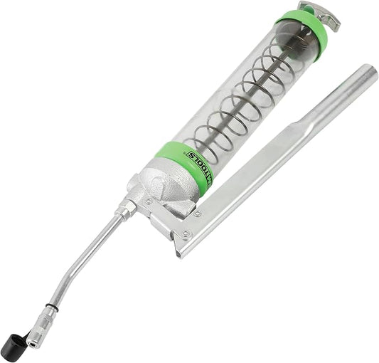 OEMTOOLS 87204 Clear Lever Action Grease Gun, Automotive Grease Gun for Heavy Machinery, 10,000 PSI Max Pressure, Suction and Cartridge Loading, Transparent Barrel