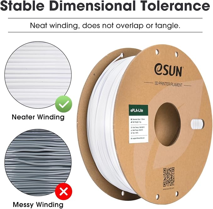 eSUN PLA Filament 1.75mm, High Toughness 3D Printer Filament Upgraded PLA Filament, Dimensional Accuracy +/- 0.03mm, 1KG per Spool, 4 Spools 3D Printing Filament for 3D Printers, Cold White
