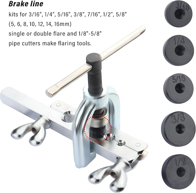 3/16 Brake Line Kit with 16 Brake Line Fittings and Tubing Bender,Double & Single Brake Line Flaring Tool Kit Car Accessories Fits for Most Hydraulic Braking Systems