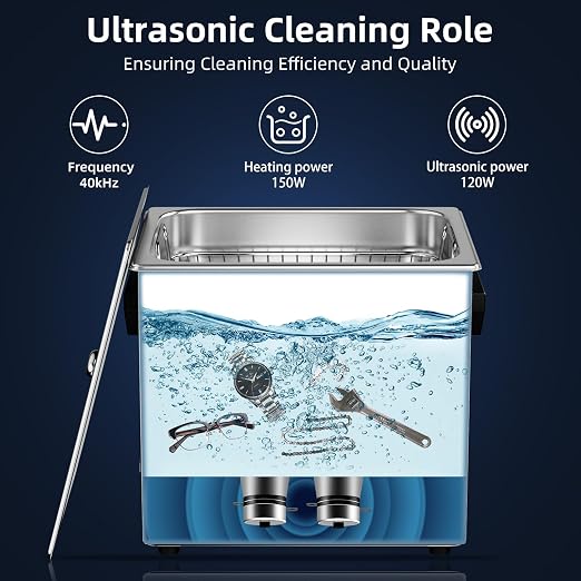 Ultrasonic Cleaner 3L 120W Digital Ultrasonic Cleaning Machine with Upgraded Degassing & Gentle Mode, 40kHz, with Heater & Timer for Tools, Jewelry, Watches, Glasses, Dentures, Small Parts