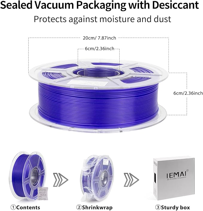 IEMAI Clear PLA Filament 1.75mm Blue 1kg, Glossy Transparent Finish 3D Printer Filament Up to 600mm/s High Speed Printing for Lampshades, Home Décor & Creative DIY