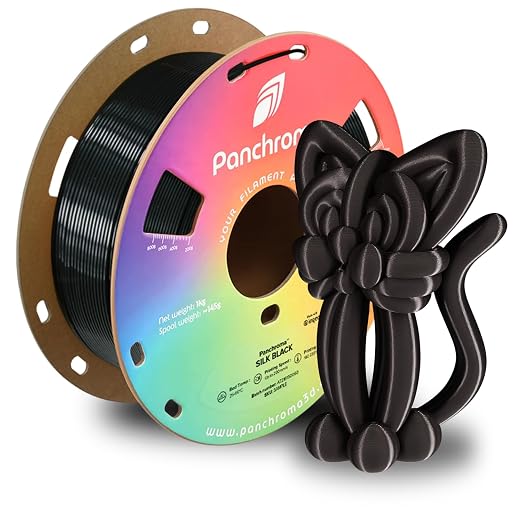 Polymaker Panchroma Silk PLA Filament 1.75mm for 3D Printing, 1kg, Black | Neatly Wound, High-Gloss Finish PLA, Easy Print & Smooth Feeding, Compatible with Bambu Lab & Most 3D Printers