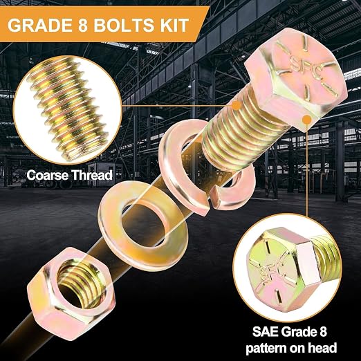 560PCS Grade 8 Nuts and Bolts Assortment Kit with Handy Box, 1/4-20, 5/16-18, 3/8-16, 1/2-13 High Quality SAE Bolt Assortment Kit, Heady Duty Grade 8 Alloy Steel with Yellow Zinc Plated