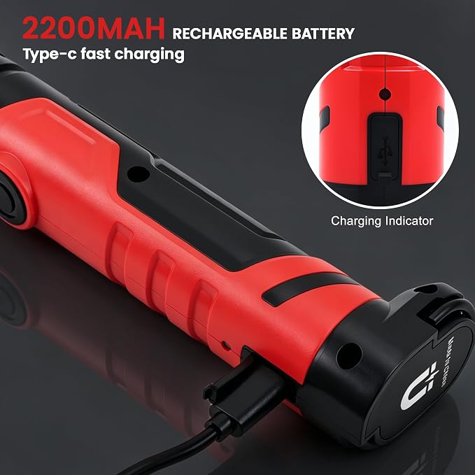 Magnetic Flashlight with Flexible Gooseneck, Rechargeable Work Light LED Flashlight and Magnetic Pickup Tool, Mechanic Light for Work Bench, Auto-Repairing, Inspection, Emergency