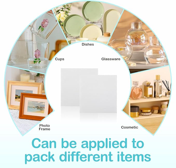 Dish Packing Supplies for Moving,320 Moving Supplies 4 Sizes (16 x 12", 12 x 12", 12 x 7.8", 7.8 x 7.8"),with 60 Fragile Stickers,High density thicker Cushion Foam for Plate Packing Shipping Storage.