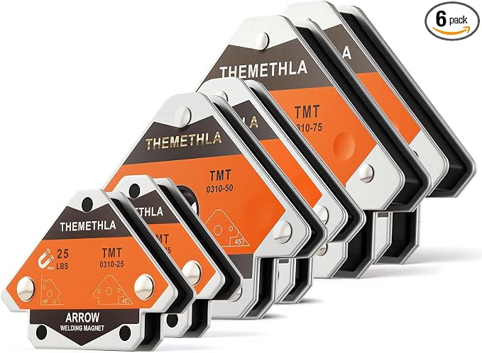 Welding Magnets 25 LBs 50 LBs & 75 LBs-6 Pieces Magnetic Welding Holder Set, Holding Power Welding Accessories
