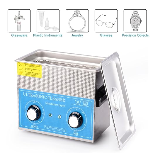 stonylab Ultrasonic Cleaning Machine, 304 Stainless Steel All-Purpose Ultrasonic Washing Device with Mechanic Control Panel of Heating and Timer for Laboratory 40kHz 110V, 3.2 L