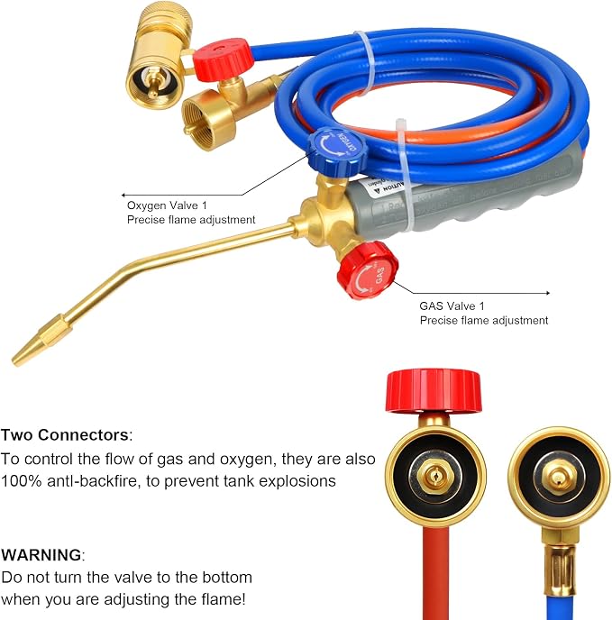 Brazing Torch Kit for MAPP Gas & Propane, Brass & Stainless Steel Cutting Torch Kit, Welding Torch Set for Soldering, Jewelry, HVAC, Glass Blowing