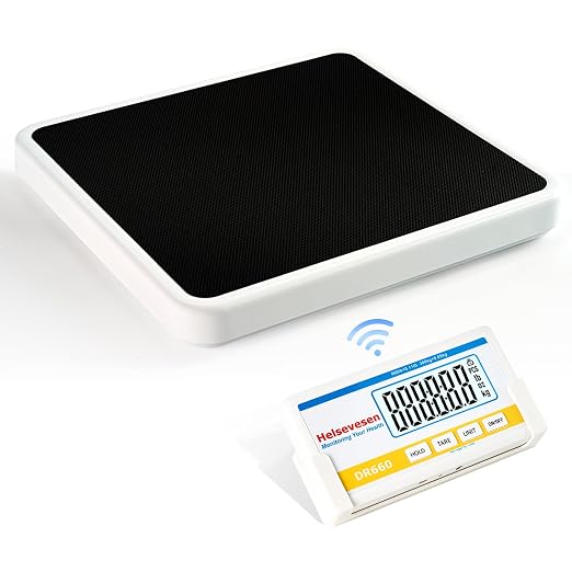 Helsevesen Professional Medical Bariatric Scale, 660 lb/300 kg Capacity, Wireless Digital Bathroom Scales, Low-Profile Heavy Duty Bariatric Scale with Anti-Slip Rubber Mat (DR660WL)