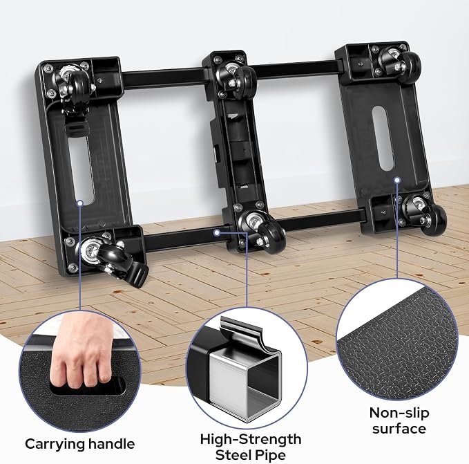 KEDSUM Furniture Dolly with 6 Swivel Casters, Expandable Moving Dolly, 24in-12in Furniture Movers with Wheels, Flat Dollies Brake Wheels, Max 800LBS Capacity, 1 Pack