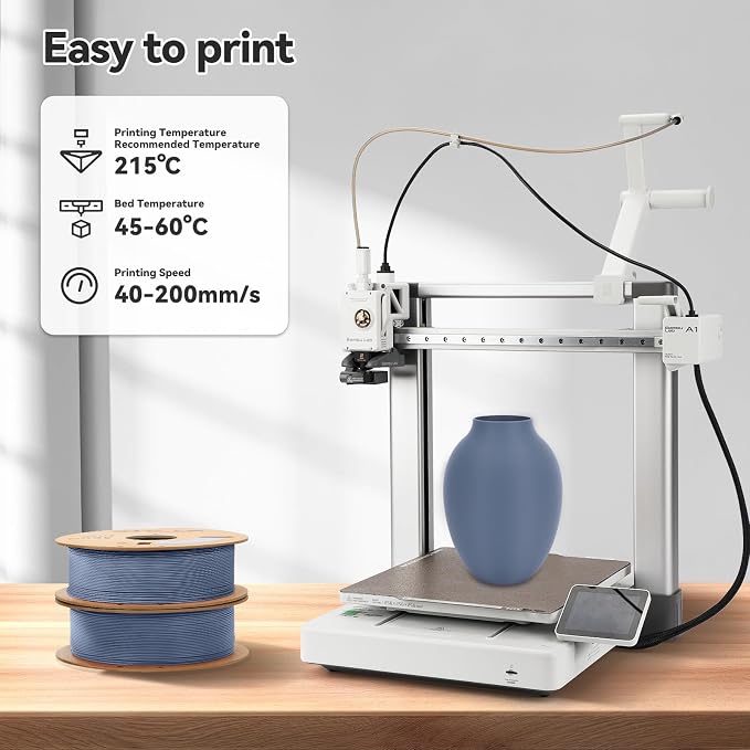 3DHojor Matte PLA Filament 1.75mm, Upgrade 3D Printer Filament, 1KG*2 Cardboard Spool 3D Printing Filament for 3D Printers(Matte Grey 2Pack)