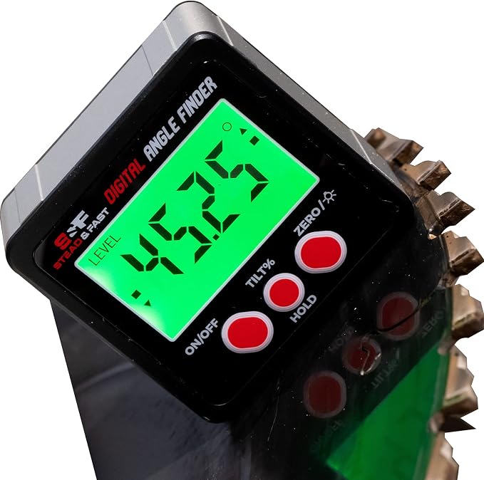 S&F STEAD & FAST Digital Angle Finder Magnetic with Case, Digital Angle Gauge, Backlit LCD, IP54, ±0.2° Accuracy for Table Saw, Woodworking, Construction