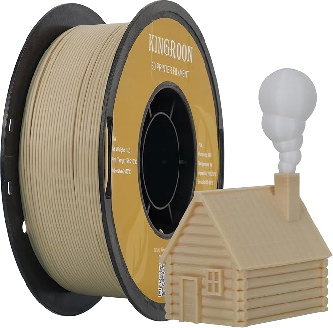 Kingroon PLA 3D Printer Filament, Dimensional Accuracy +/- 0.02 mm, 1 kg Spool(2.2lbs), 1.75 mm,Wood