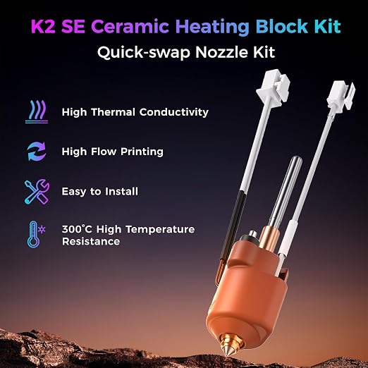 Creality Official K2 SE Ceramic Heating Block Hotend Kit, 300°C High Temperature Resistant and 600mm/s High-Speed Printing Hotend kit, Unicorn Quick Swap Nozzle Kit for Creality K2 SE 3D Printers