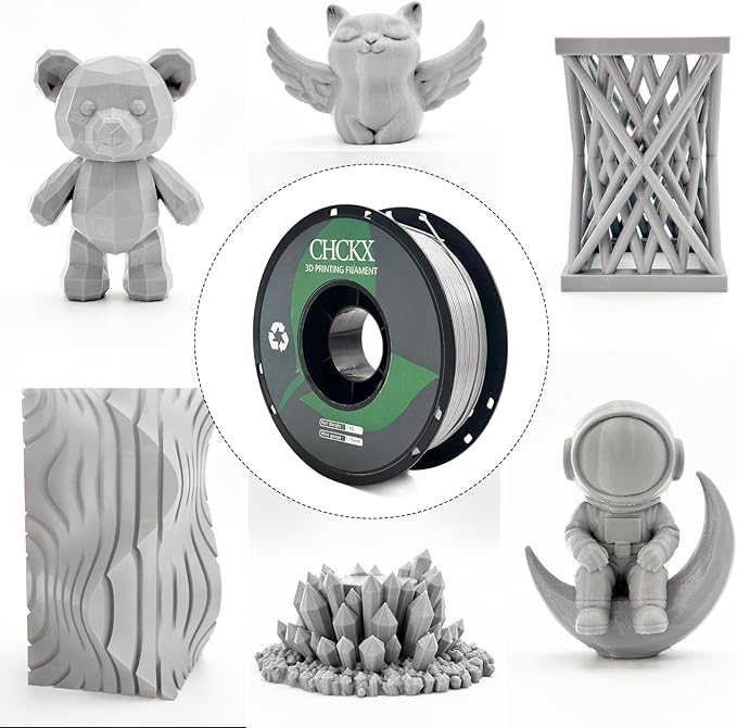 PETG 3D Printer Filament, Dimensional Accuracy +/- 0.03 mm, 1kg Spool(2.2lbs), 1.75 mm Fit for Most 3D Printers, Grey