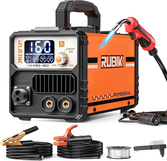 160A MIG Welder,Flux MIG/Lift TIG/Stick MultiProcess Mig Welder | 3 in 1 Gasless Welder,110V Welding Machine, IGBT Inverter Synergic Control, Ideal Mig Welding Equipment for Welders