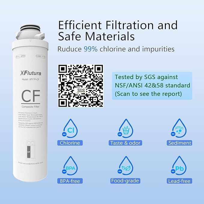Y7/Y7P/Y7T Series CF Filter Replacement Cartridge Compatible with SimPure Y7, Y7P, Y7T, Y7P-BW, Y7P-W, Y7T-BW-A, Y7T-BW-C, Y7T-A, Y7T-C Series Water Filter, 6 Months Replacement Cartridge (1 Pack)