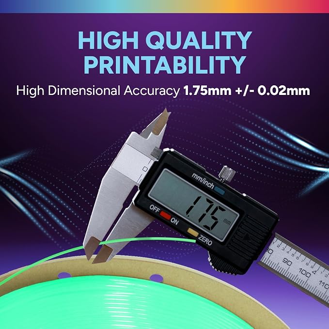 OVERTURE High Speed TPU 95A Flexible 3D Printer Filament 1.75mm | High Elasticity & Durability Filament,1kg Spool(2.2lbs),Fit Most FDM Printer(HS TPU Luminous Green)