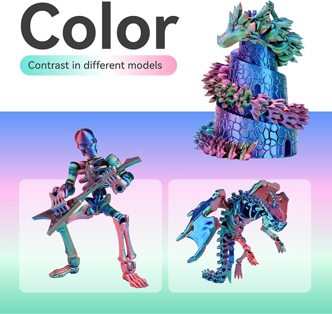 Chitu Systems Conjure Tricolor Silk PLA Filament, Christmas Red Blue Green Filament, Using Reusable Spool Compatible with Bambu Lab Refill Filament, 1.75±0.02 mm 3D Printer Filament 1KG/2.2lb