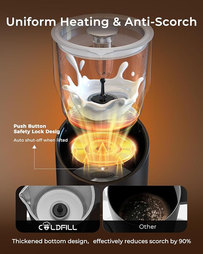 21.16oz/600ml Milk Frother, 8-in-1 Automatic Milk Frother and Steamer, Electric Hot & Cold Foam Maker, Ergonomic Grip Stainless Steel Detachable Frother for Coffee, Latte, Cappuccino