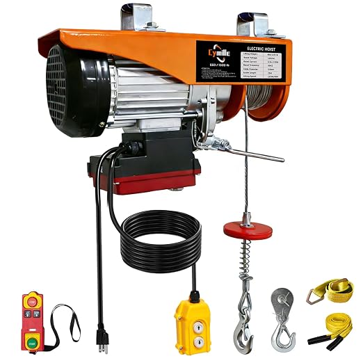 1320 lbs Portable Electric Hoist with Wireless/Wired Remote Control, | Electric Hoist 110V, 16ft/33 ft/min Fast Lifting, 65.6 ft Height for Garage, Attic, Warehouse, Factory, Construction Site