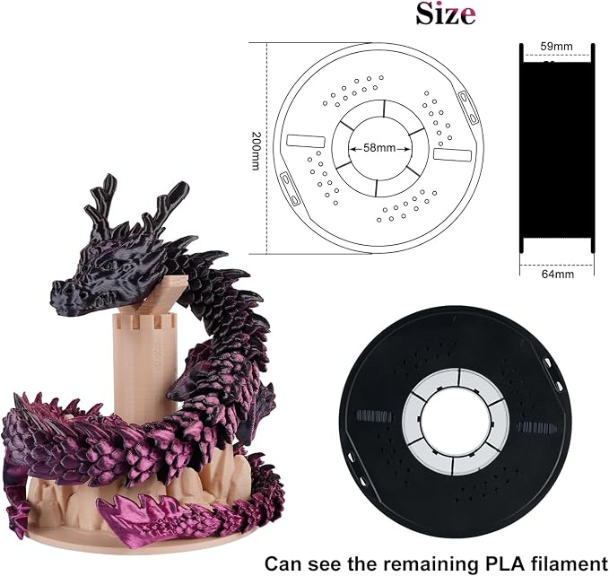 Kingroon PLA 3D Printer Filament, Dual Color Silk PLA Filament, Dimensional Accuracy +/- 0.03 mm, 1kg Spool(2.2lbs), 1.75 mm, Black Red
