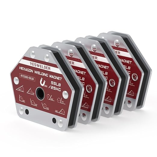 YESWELDR Hexagon Welding Magnets, 55LB 4PCS Multi-Angle Strong Magnetic Welding Holder, Holding Power Welding Accessories