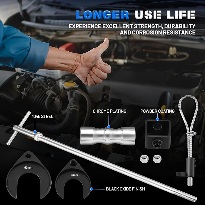 KOOPOOL 10-Piece Heavy Duty CV Axle Puller Tool Set: Slide Hammer, 2" & 2.5" Forks for Effortless CV Joint Removal