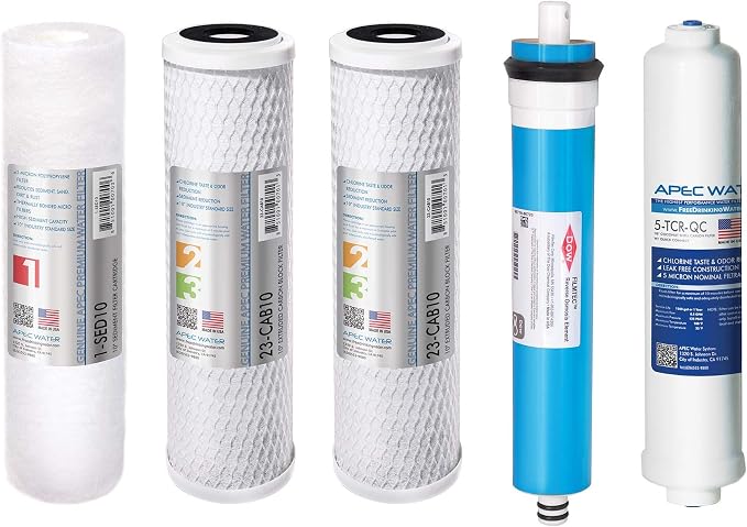 APEC FILTER-MAX90 US Made 90 GPD Complete Replacement Filter Set for Ultimate Series Reverse Osmosis Water Filter System (for Standard 1/4" Output System)