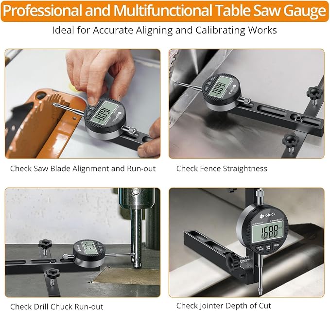 Neoteck 1'' Digital Indicator Table Saw Gauge+1" Digital Indicator Set