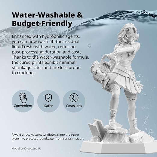 ANYCUBIC Water Washable ABS-Like Resin 3.0, 3D Printer Resin, High Toughness and High Precision, Easy to Post-Process, Low Odor, Wide Compatibility for All LCD 3D Printers (White, 1kg)