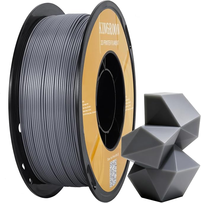 Kingroon High Speed PETG 3D Printer Filament 1.75mm, 3D Printer Rapid Filament for 30-600mm/s Hyper Printing Filament, Dimensional Accuracy +/- 0.03 mm, 1kg Plastic Spool(2.2lbs) (Silver)